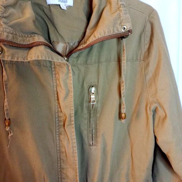 Charlotte Russe Utility Jacket Khaki Multi Pocket Lightweight Lined Coat Large - Picture 4 of 6